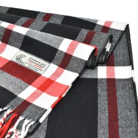 Glory Max Classic Plaid Striped Luxurious Checked Pattern Winter Scarf For Men Women Soft Cashmere Feel 72"x12" (Black/Red Plaid)