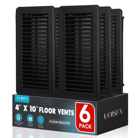 VOISEN Floor Register 4x10, 6 Pack Black Floor Vent Covers, Heavy Duty Steel Walkable Floor Vents,Vent Covers for Home Floor
