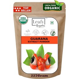 Leafy Organic Guarana Powder 1,000mg Per Serv, 10.5 Ounces | Raw, Bulk Superfood, Coffee Substitute, Vegan Friendly, & Non-GMO
