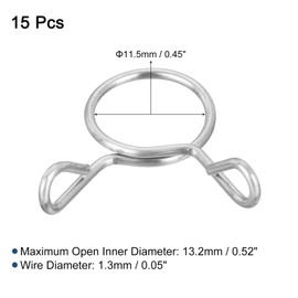 uxcell 15 Pcs Fuel Line Hose Tubing Spring Clips, 11.5mm Inner Dia 304 Stainless Steel Water Pipe Spring Clip Clamps for Motorcycle Scooter ATV