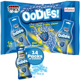 DOUzzle Graduation Treats - Oodles Raspberry Tiny Tangy Fruity Chews Mix (12 Count, Pack of 1) Individually Wrapped, Party Favor, Goodie Bag & Pinata Filler - Kosher Parve