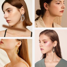 Suplight Women's Statement Earrings 18K Gold/White Gold Plated Leaves/Circle/Rose Flower Design Dangle Earrings Elegant Stud Earrings for Party Wedding Party with Gift Box, Rose Gold, No Gemstone