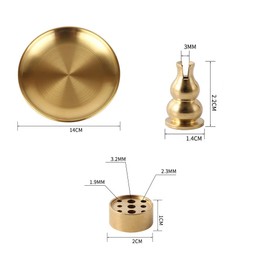 Lovgrin Quemador de Incienso de Latón, 3 en 1 Porta Incienso, Incensario de Latón, Adecuado Ldeal para la Meditación, el Yoga y la Oficina en Casa