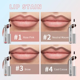 4Pcs Peel Off Lip Liner Stain - Long-Lasting, Smudge-Proof, Waterproof Nude Matte Lip Tint, Non-Fading Peel Off Lip Color, Effortless Precision & Full Coverage, Vegan & Cruelty-Free
