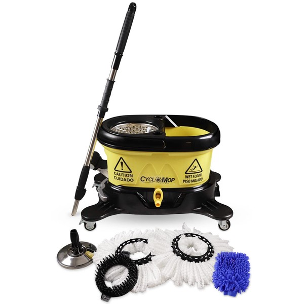 CycloMop® Commercial Spinning Spin Mop with Dolly Wheels - Heavy Duty Design for Years of Use