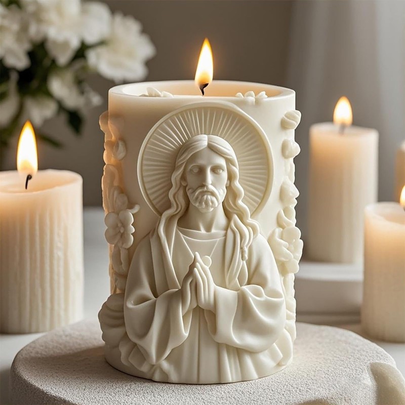 Molde de vela de Jesús en 3D, moldes de silicona