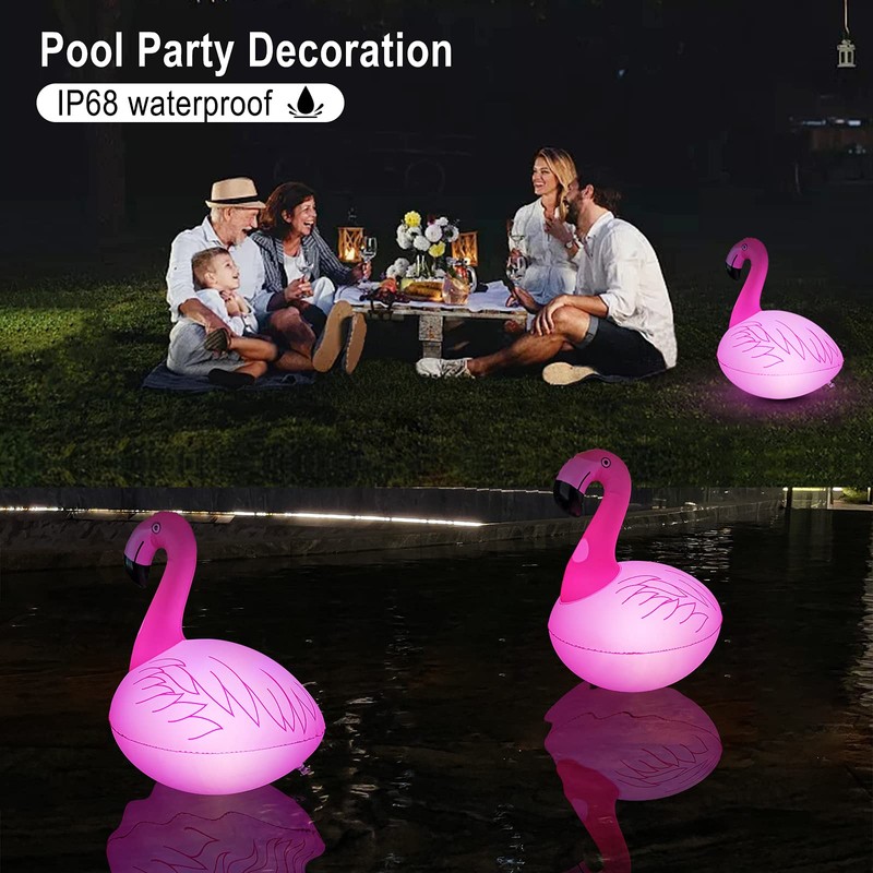 Cootway Floating Pool Lights Pack of 2, Solar Flamingo Pool