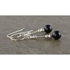 Small Black Onyx Gemstone & Sterling Silver Hook Drop Earrings