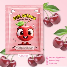 CAKAILA 8 Pack Cherry Fruit Face Masks for Kids,Hydrating Spa Face Mask For Sensitive Skin,Moisturize,Soothing,Nourish for All Skin Types,Natural Skin Care Spa Face Mask for Women Men Girls