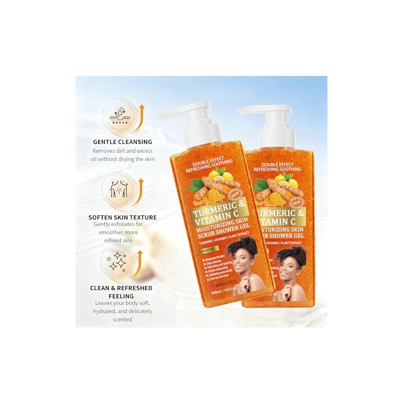 2Packs Turmeric Orange Vitamin C Body Wash with Cocoa Seed