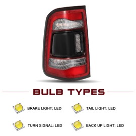 JSBOYAT LED Tail Light Assembly Compatible with 2019-2024 Dodge Ram 1500 Without Blind Spot Model, Rear Brake Light Black Smoke Lens Tail Lamps Left Driver Side CH2801216 55112993AD