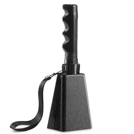 9" Metal Cowbells with Handle - (1 Pack) Cow Bells Loud Cheering Noise Makers for Sporting Events, Football Games, School Spirit, Rallies & Celebrations - Black Steel Percussion Music Instrument
