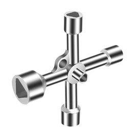 Zovator 4-Way Multifunctional Key, 4-Way 5 Size Inner Dimensions 7 mm/10 mm/12 mm/13 mm/18 mm Triangular Key Utilities Key, for Electric Water Gas Meter Box Cabinet, Multifunctional Cross Key