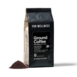 For Wellness Organic Arabica Ground Coffee (12 oz, Dark Roast) – Pair With The Good Stuff to Supercharge Your Coffee