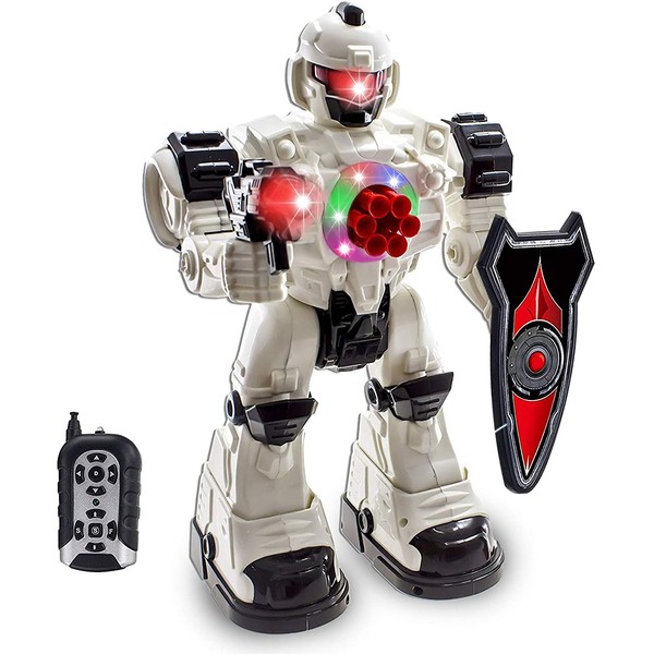 WolVol 10 Channel Remote Control Robot Police Toy with Flashing Lights and Sounds, Great Action Toy for Boys