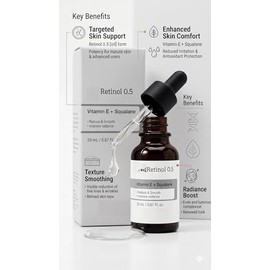 Retinol 0.5 Oil | Suero Facial en Aceite con Retinol 0.5% | Squalane y Vitamina E | 20 ml | Frasco con Gotero | Uso Nocturno