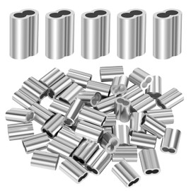 3/16"(5mm) Aluminum Crimping Loop Sleeve, Wire Rope Sleeve, Cable Crimps Sleeves, Cable Ferrules for Wire Rope and Cable Line End, 50 PCS