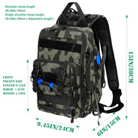 Fishing Backpack Fishing Tackle Storage Bag Fishing Gear and Equipment with Rod Holder Fishing Tackle Shoulder Sling Bag Backpack for Outdoor Fishing, Hunting, Hiking (Black and Brown)