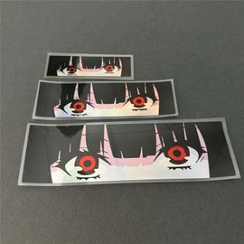 Horayten Japanese Anime Girl Peeker Car Stickers Peeping Eyes Motor Racing Auto Truck Body Window Decals Waterproof Laser 3PCS