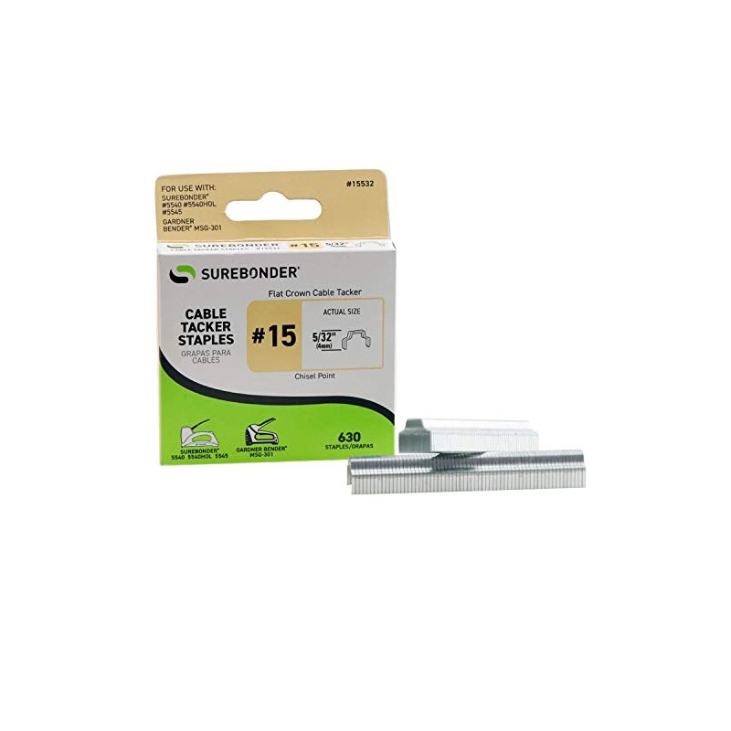 #15 Flat Crown Cable Tacker Staples - 630 ct.