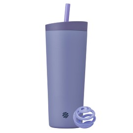 BlenderBottle 2-in-1 Insulated Stainless Steel Shaker Tumbler, Swig Leakproof Lid, Straw, BlenderBall, BPA Free, For Protein Shakes, Smoothies, And Pre Workout, 24 oz, Purple/Blue (Moon Mist)