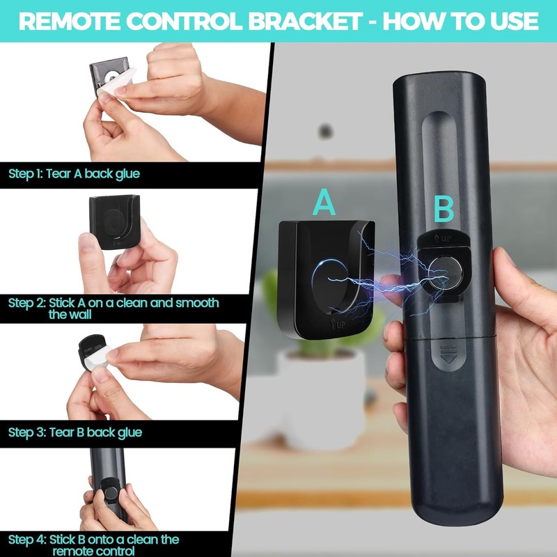 Magnetic Remote Control Holder Wall Mount, 4 Pcs Self-Adhesive Remote
