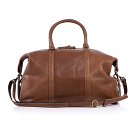 Leather Duffel Bag Travel Gym Sports Overnight Weekend cabin holdall by KomalC (Dark Tan)