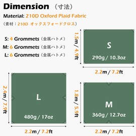 TRIWONDER Tent Tarp Groundsheet Tarpaulin Waterproof Camping Tarp Tent Footprint Awning Picnic Mat Hammock Rain Fly (Green, S - 2.2 x 1.5 m)