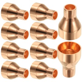 PATIKIL 3/4" to 1/4" Nominal Size Copper Reducer, 10pcs 99.9% Pure Copper Reducing Coupling Pressure Fitting Pipe Tube Connector Adapter with Sweat Solder