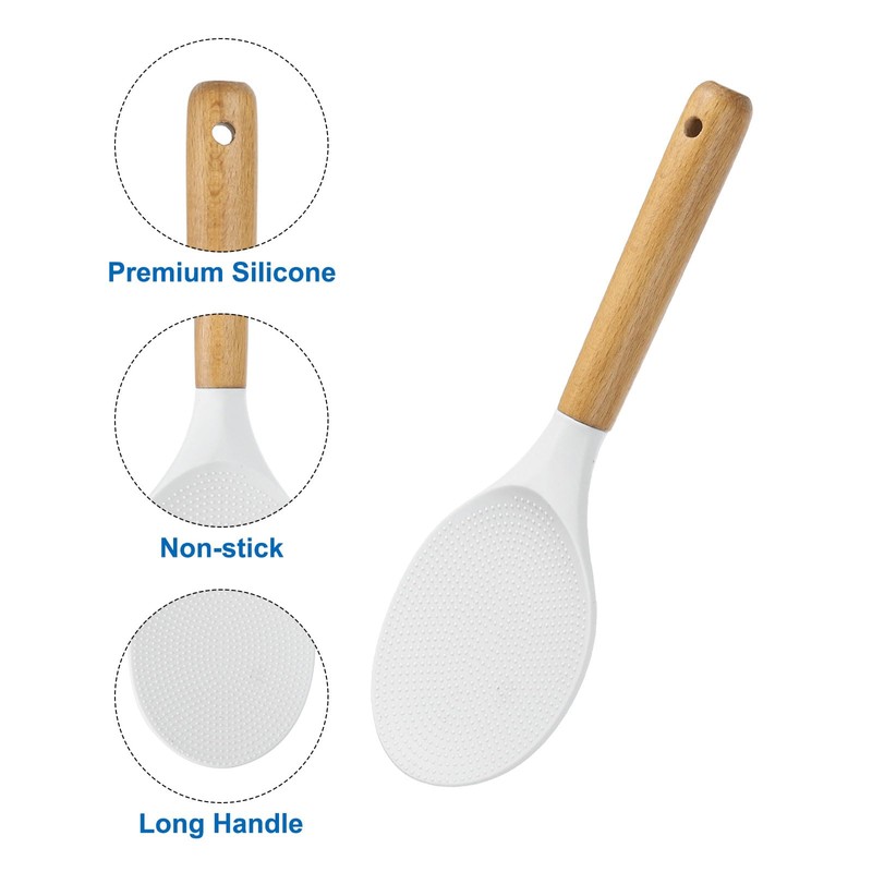 uxcell Silicone Rice Paddle Nonstick Rice Spoon Heat Resistant Round