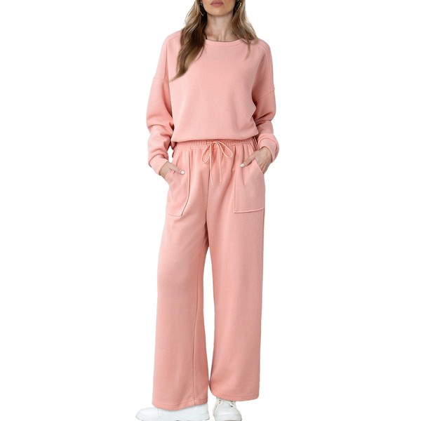 Dokotoo Womens Two Pieces Outfits Fall Trendy Clothes Cotton Sweatshirt