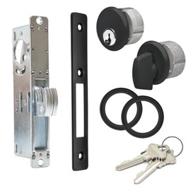 Storefront Commercial Aluminum Door Sliding Door | Mortise Hook Bolt Deadbolt Lock with Key Cylinder & Thumbturn | Hookbolt Key Thumbturn Combo, 1-1/8" Backset, Aluminum and Duronotic (DU)