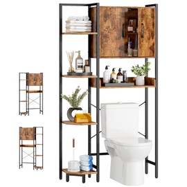Roxibelt K2 Heavy Duty 7-Tier Over The Toilet Storage Cabinet（With Magnetic Doors & Adjustable Feet）Freestanding Above Toilet Shelf，Space Saver Bathroom Organizer 9.3"D x 31.5"W x 67.2"H，Rustic Brown