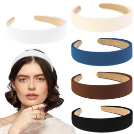 Wisecy Headbands for Women Non Slip Trendy Headbands for Women's Hair 1 inch Wide Cute Head Bands for Girls, Elastic Hair Bands for Women's Fashion Accessories (5Pcs)