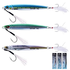 Goture Metal Jig, Set of 3, 2.8 oz (80 g), Jigging, Sea Fishing, Boat Fishing, Lures Set, Metal Jig Set, Lures, Slow Jigging, High Distance 3D Laser Coating, Realistic Surf, Madefish, Root Fish, Blue