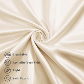 Silk Satin Pillowcase Cal King Size, Beige Silky Soft Cooling Satin-Silk Pillow Cases for Hair and Skin with Envelope Closure, Gift for Women Men, 2 Pack (20x40, Beige)