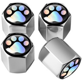 KOYOKOMA Valve Caps Air Valve Caps 4pcs Paw Tire Wheel Customized (Silver)