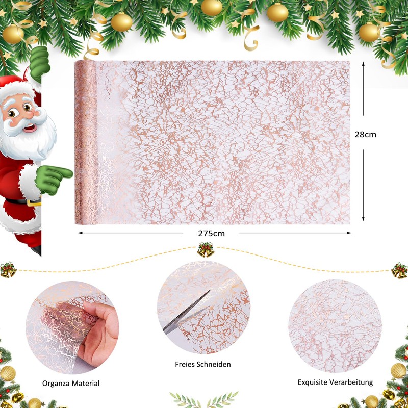 Table Runner Rose Gold Metallic Thin Mesh Pink Roll Table