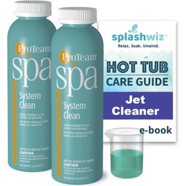 Proteam Spa System Clean - Hot tub Jet Cleaner - Jet Tub Cleaner for Bathtub - Hot Tub Cleaner for The Jets and The Tubes with SplashWiz Hot Tub Chemicals Care Guide - Made in USA (1 pt) (2 Pack)
