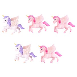 TOYANDONA 5 figuras de unicornio en miniatura para jardín, casa de muñecas, decoración de unicornio, figuras de animales de unicornio, decoración para tartas, terrario, manualidades, decoración de color al azar