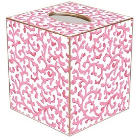 Marye-Kelley TB871 - Pink Waverly Scroll Tissue Box Cover