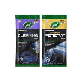 Four Peaks Turtle Wax Car Wipes Interior Cleaning Pouch with 30 Wipes of Car Cleaning Wipes, Car Protectant Wipes, Car Glass Wipes and Car Leather Wipes (Cleaning and Protectant Wipes, 2 Packs)
