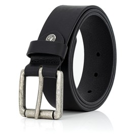 Mens leather Belt / Mens belt LINDENMANN, black, 9021, Größe / Size:105