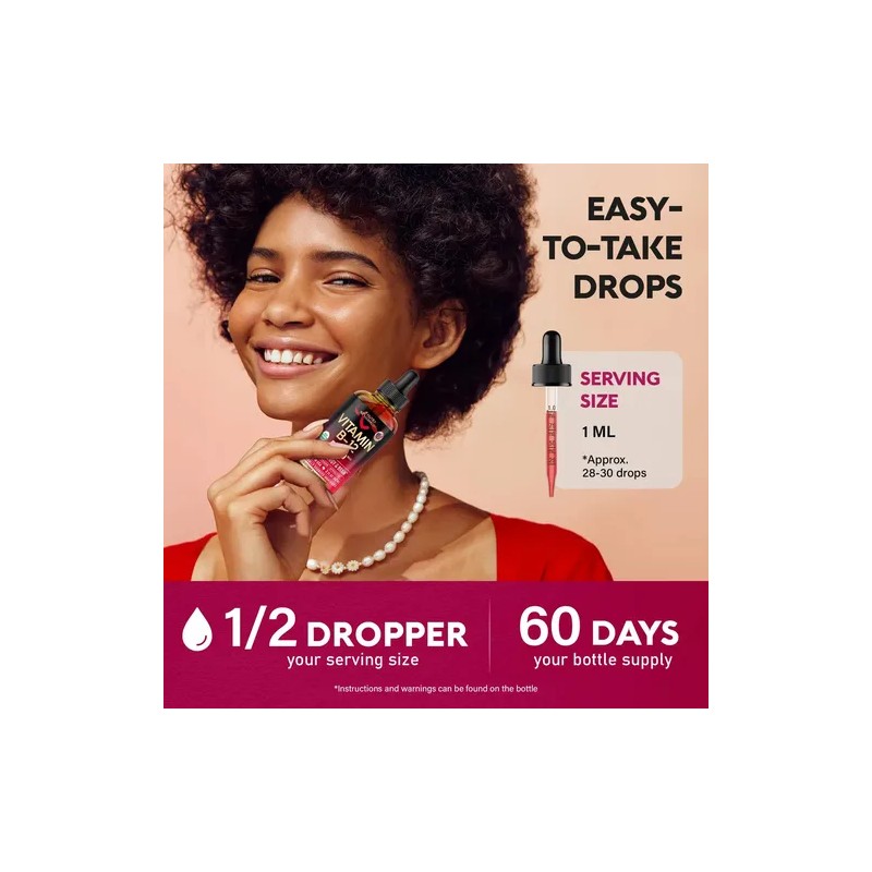 Vitamina B12 Sublingual Gotas Orgánica 5000 Mcg Vegano Sabor