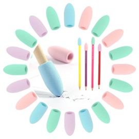 Sibba Erasers Pencil Caps 20 Pieces Remove and Replace Attachment Writing Standard Pen Hats Teacher Classroom School Small Multicoloured Rubber Homework Correction Skills Office Supplies