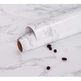 Marble Wallpaper Granite Gray/White Self Adhesive Removable Gloss Marble Contact Paper Peel and Stick Countertops for Kitchen 15.7" X 118" Counter Top Stick Paper Marble Shelf Paper