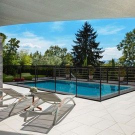 Giantex Pool Fence in Ground Fencing Section 4 Foot x 12 Foot Kit Safety Mesh Barrier W/ 2 Size Sleeves Removable Kids Garden Fence Upgraded Swimming Pool Fence (1)