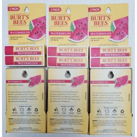 Burt's Bees 6! 2packs Burts Bees 100% Natural Moisturizing Lip Balm Watermelon NEW