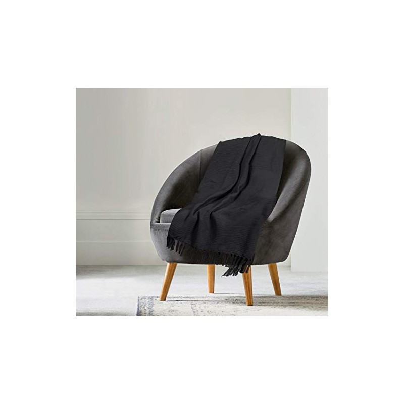 EHC Waffle Cotton Woven Arm Chair Sofa Single Throw 1