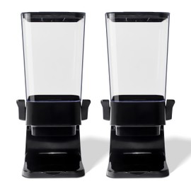 Cereal Dispenser Countertop, 5L Kitchen Organization Cereal Containers Storage, Desktop Candy Dispenser Plastic Cereal Dispenser, Snack Containers Can Hold Granola, Dry Food, nut, Grain (Black, 2Pc)